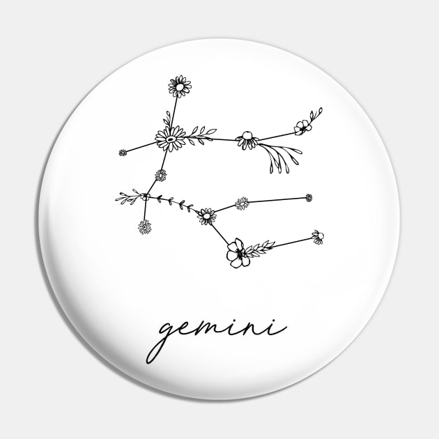 Gemini Zodiac Wildflower Constellation Pin by aterkaderk