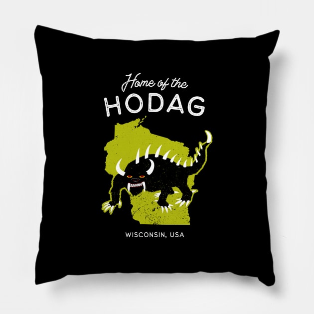 Home of the Hodag - Wisconsin, USA Cryptid Pillow by Strangeology