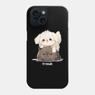 Friends Maltese Dog and Russian Blue Cat Phone Case