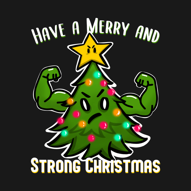 Christmas Tree with Muscles Strong Christmas for bodybuilder by SusanaDesigns