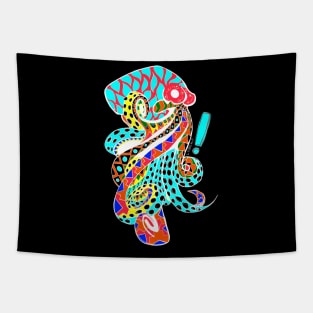 octopus kraken in sweet magical glitch in ecopop pattern mandala Tapestry