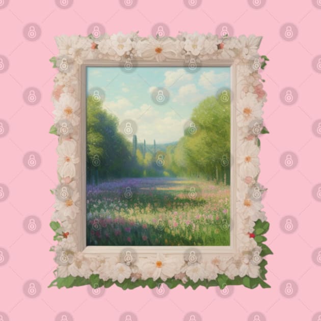 Monet Inspired - Floral Picture Frame Displaying a Flowery Field by CursedContent