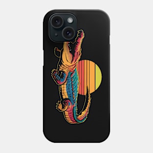 Colorful retro crocodile in retro sunset Phone Case