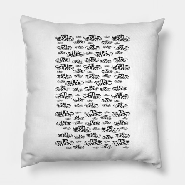 Sombrero Vueltiao in Black and White Ink Pattern Pillow by Diego-t