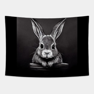 White Bunny Rabbit Sketch Tapestry