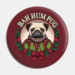 Bah Hum Pug Funny Christmas Pun for Pug Lovers Pin