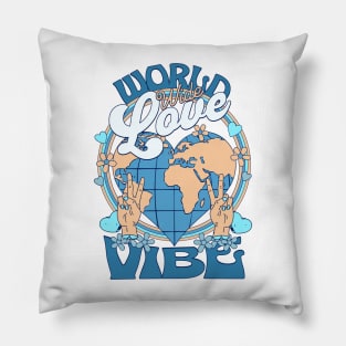 WORLD WIDE LOVE VIBE (Dark Blue/Sand/light blue) Pillow