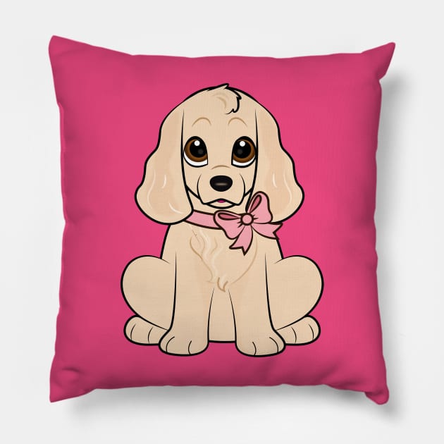 Cute Cocker Spaniel Puppy Pillow by PenguinCornerStore
