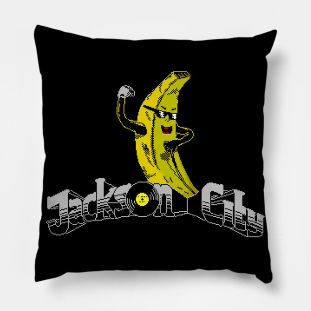 Jackson City Records 8 bit Art Pillow by 8 Fists of Tees