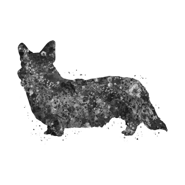 Cardigan Welsh Corgi dog black and white by Yahya Art