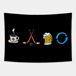 Coffee Hockey Beer Repeat Tapestry