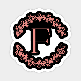 Pink Monogram- Letter F Magnet