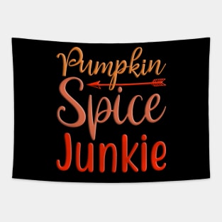 Pumpkin Spice Junkie, colorful autumn, fall seasonal design Tapestry