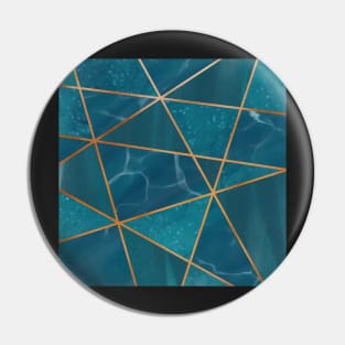 Teal and Gold Geometric Pattern Pin