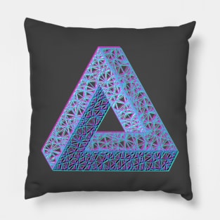 3D Penrose Triangle Magenta Cyan Pillow