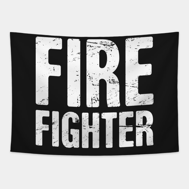 Distressed FIRE FIGHTER Text Tapestry by MeatMan