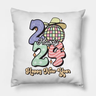 Howdy Happy New Year 2024 Groovy Pillow