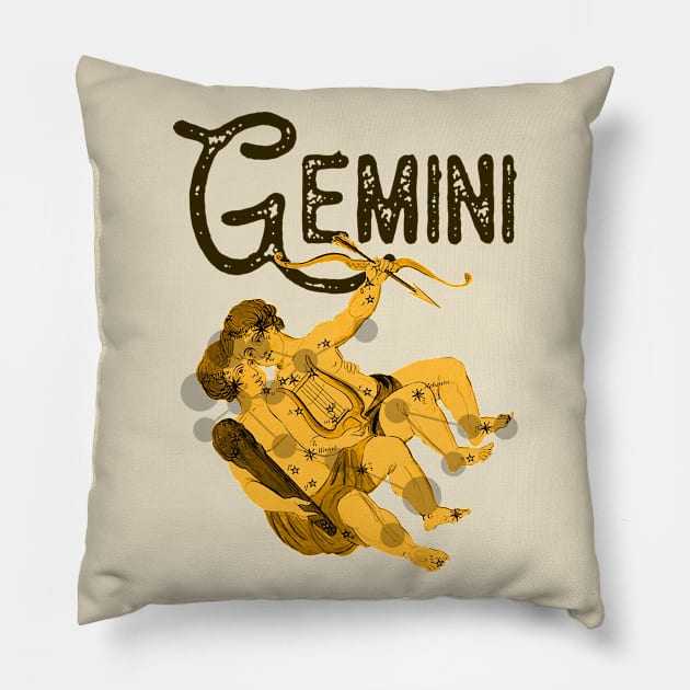 Gemini ))(( Astrological Sign Zodiac Constellation Design Pillow by darklordpug