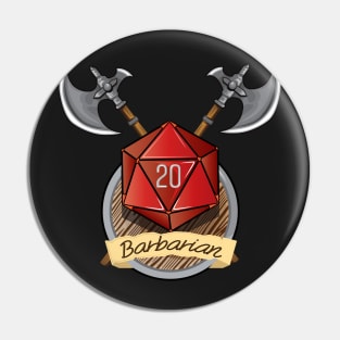 Dungeons & Dragons Barbarian D20 Pin