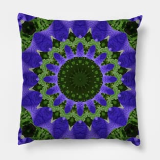 Mandala Kaleidoscope in Shades of Purple and Green Pillow