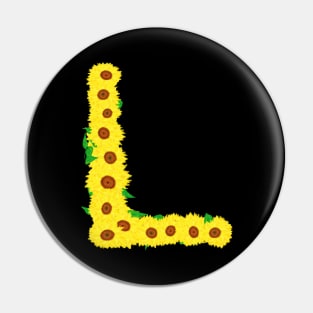 Sunflowers Initial Letter L (Black Background) Pin