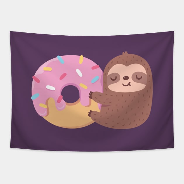 Cute Sloth Hugging Donut Tapestry by rustydoodle