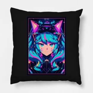 Anime Cat Girl | Quality Anime Design | Chibi Cat Girl Miaw | Manga Anime Art Pillow