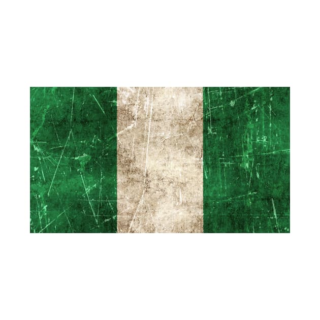 Vintage Aged and Scratched Nigerian Flag by jeffbartels