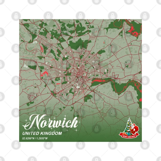 Norwich - United Kingdom Christmas Map by tienstencil