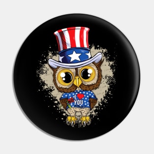 CUTE OWL PROUD AMERICA Pin