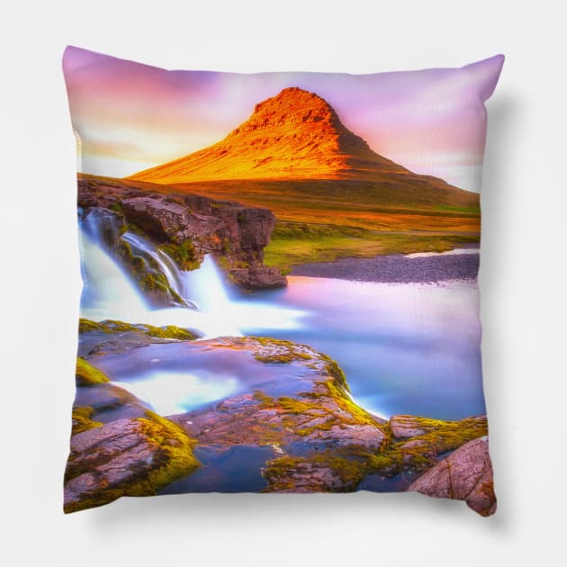 nature waterfall Pillow by SALTEE_STORE