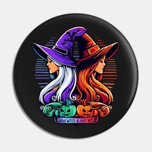 Good Witch & Bad Witch Halloween Pin