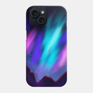 Northern lights night sky with stars painting Phone Case