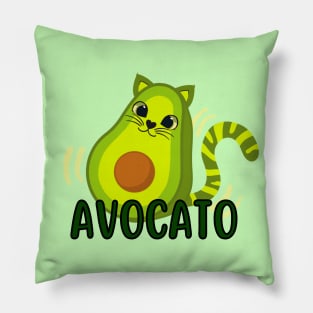 Avocato Cute and Funny Avocado Cat Pun Pillow