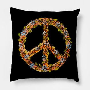 Flower Power Peace Sign Pillow