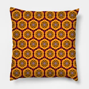 Golden honeycomb with flowers Pillow