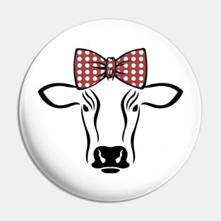 Cow Face With Bow Tie - Cute Lovely Animal For Farmhouse Pin