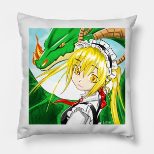 dragon maid ecopop art Pillow