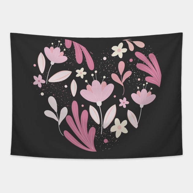 Abstract floral heart Tapestry by Evgenija.S