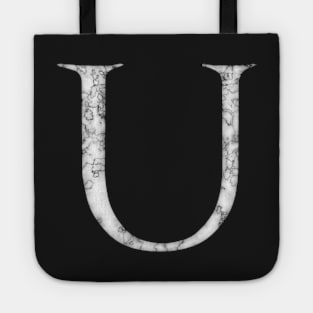 U in Roman White Marble Latin Alphabet Letter Sticker Tote