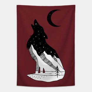 Night Wolf Moon Tapestry