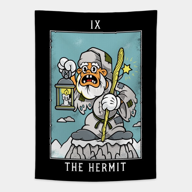 The Hermit - Mystical Medleys - Vintage Cartoon Tarot Tapestry by Mystical Medleys