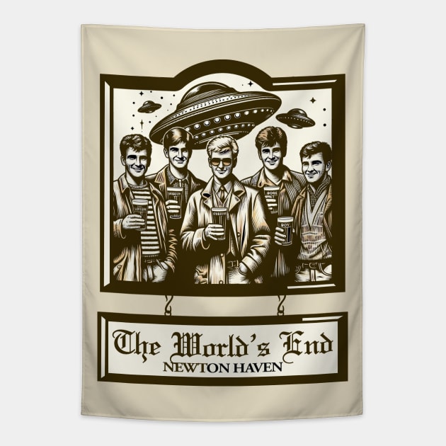 The World's End Pub Sign Tapestry by PopCultureShirts