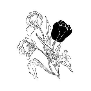 White tulips/Black tulip T-Shirt