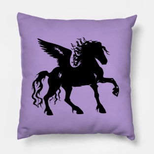 Black Pegasus Flying Horse Fantasy Unicorn Pillow