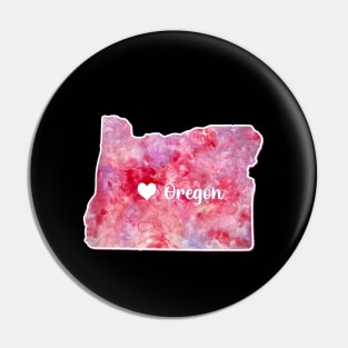 Oregon state map USA heart watercolor pink watercolour Pin