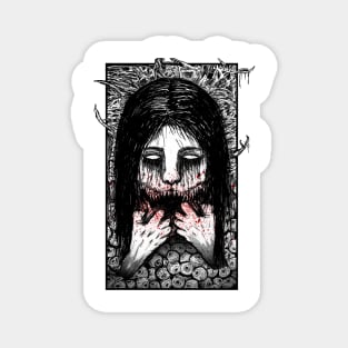 Horror Slit Mouthed (Black and White Version) Magnet