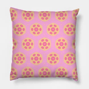 Retro kaleidoscope flowers, in yellow and pink pastel tones Pillow