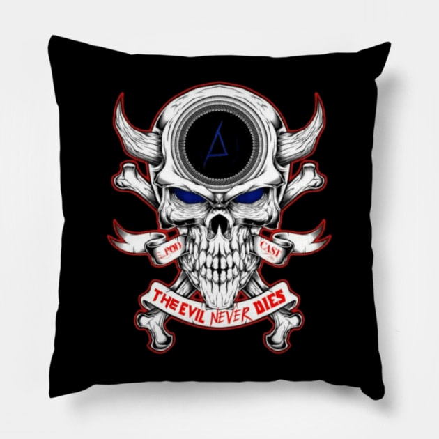 New Evil Never Dies Podcast Logo Pillow by The Evil Never Dies Podcast