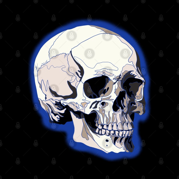 Skull design with blue lines and background by DaveDanchuk